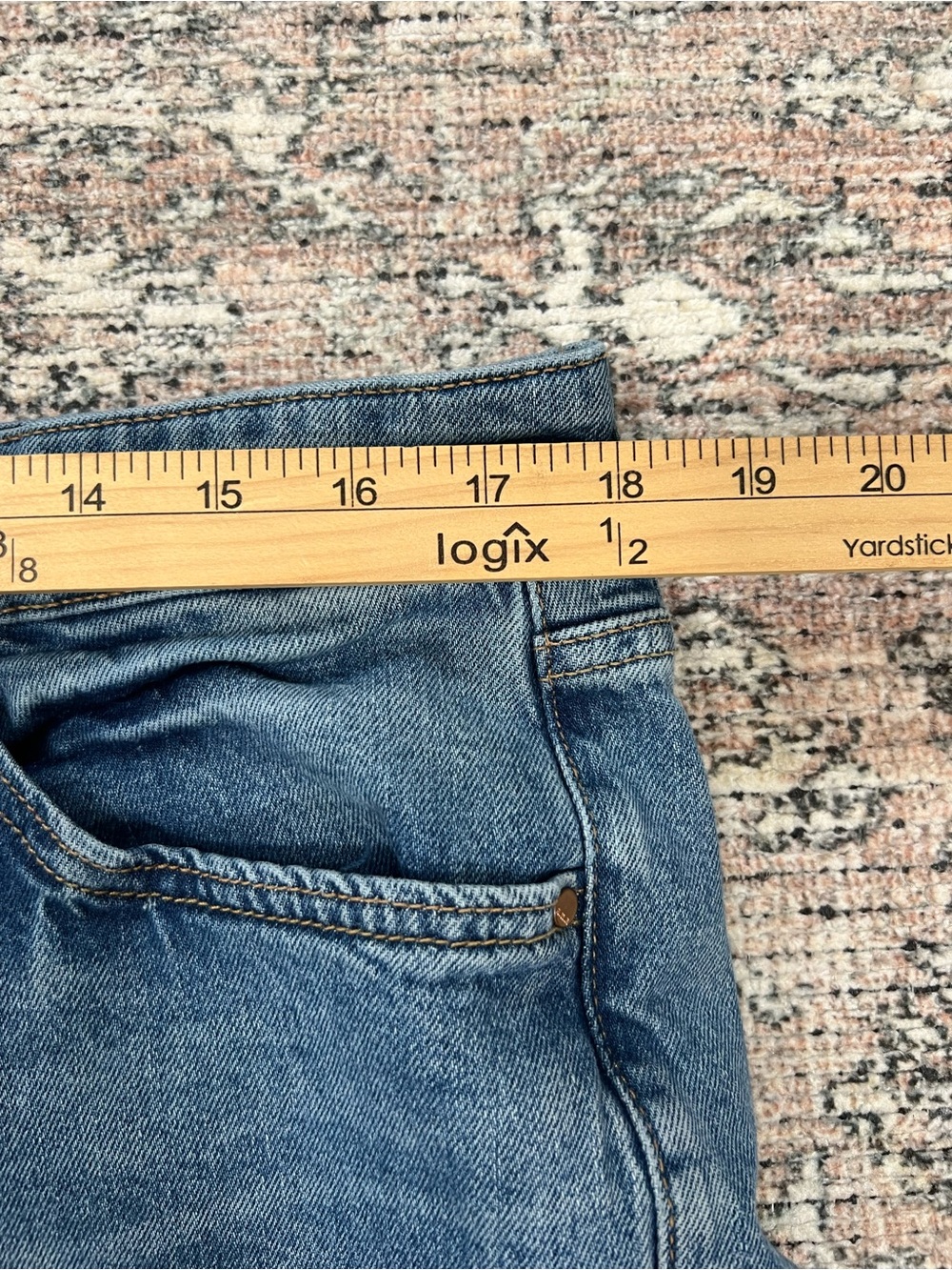 Ana Mid Rise Boyfriend Jeans Women's 14W Blue Denim Stretch - Picture 9 of 12